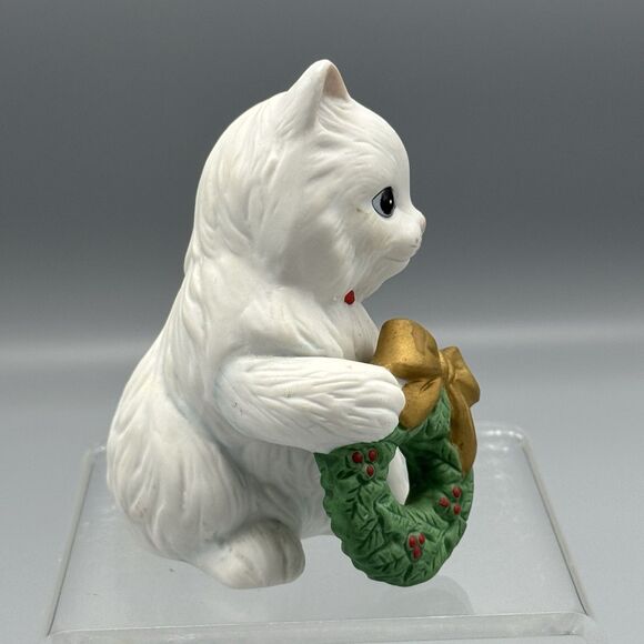Vtg Homco Christmas 3.5” Kitten Holiday Wreath MCM Grannycore Kitschy 5112 - Picture 2 of 7